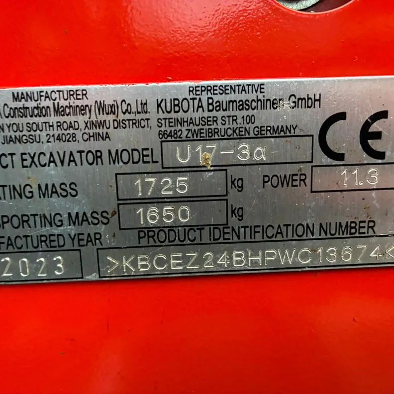 2023 1.5T Kubota U17-3 Excavator