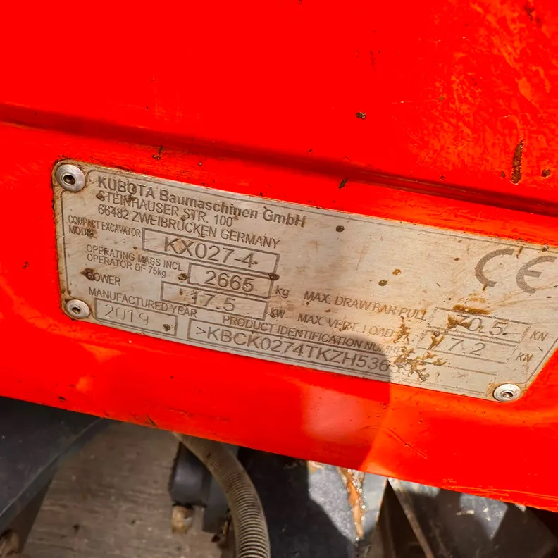 3T Excavator Kubota KX027-4 2019