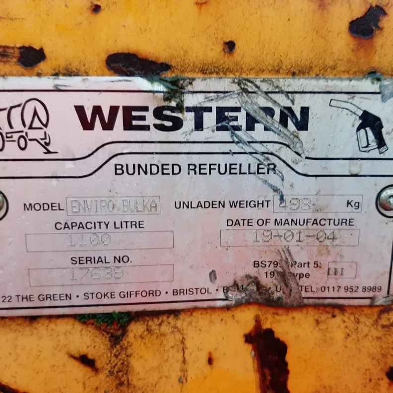 Bunded Static Fuel Bowser 1100 ltr c/w manual pump
