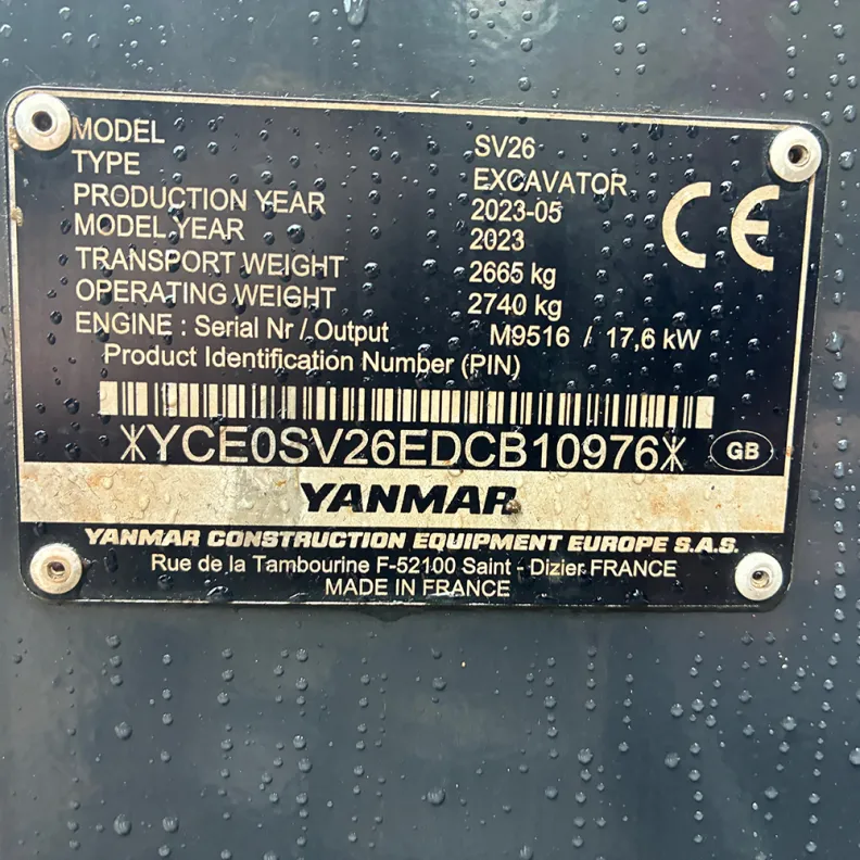 3T Excavator Yanmar SV26 2023